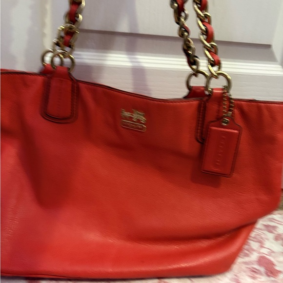 Coach Handbags - Red Leather Tote Bag